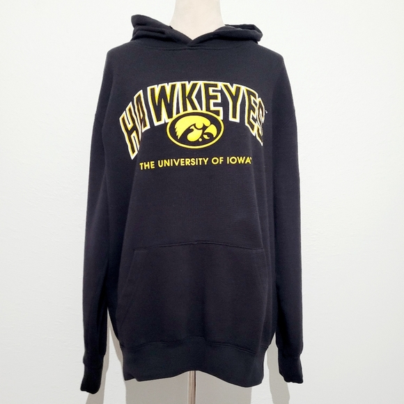 University Of Iowa Hawkeyes Hoodie Unisex Size Large Black Colosseum - Picture 1 of 9